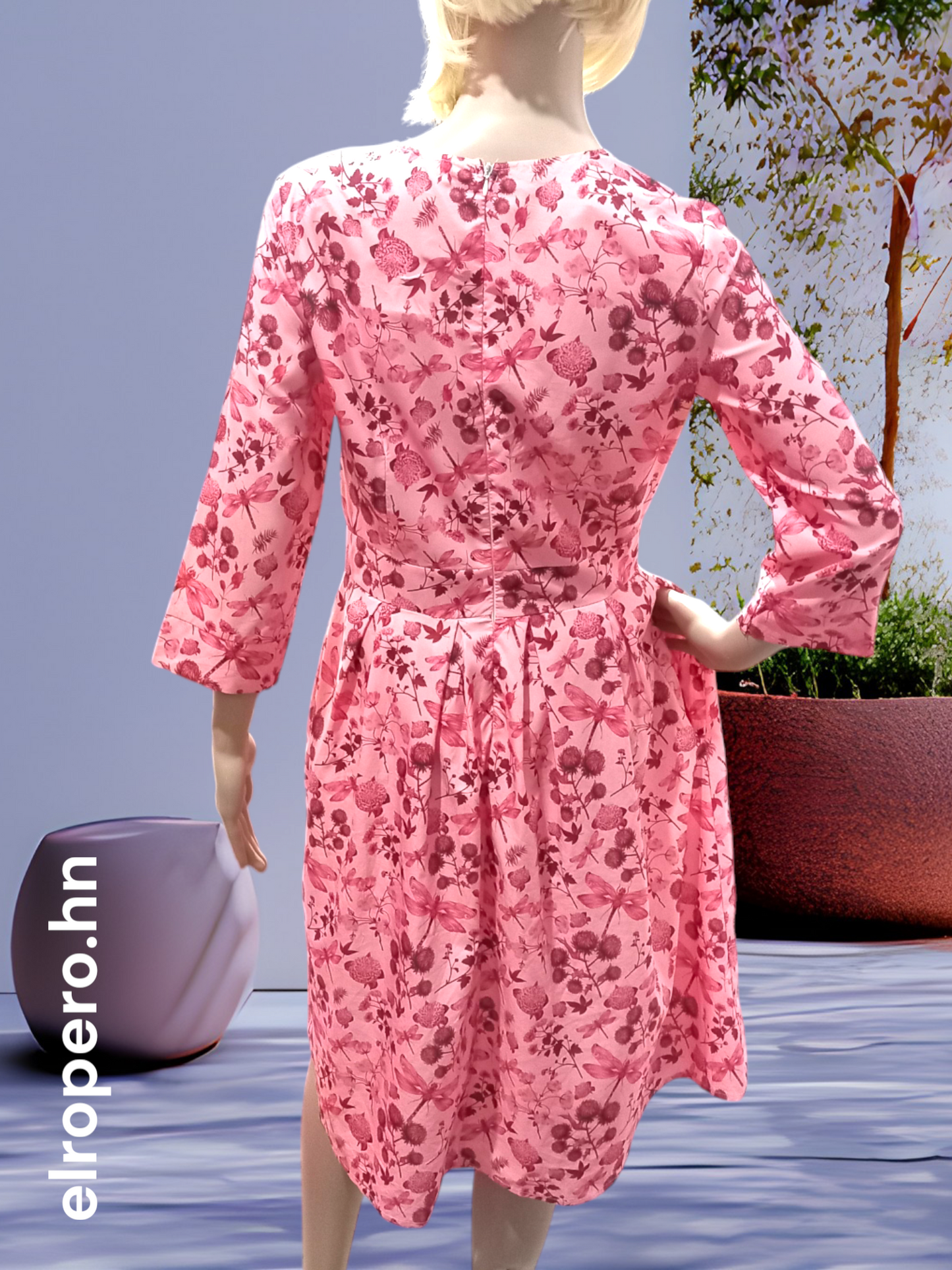Vestido estampado libélulas con bolsas laterales - Talla M*