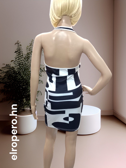 Vestido - Negro y blanco - Talla S